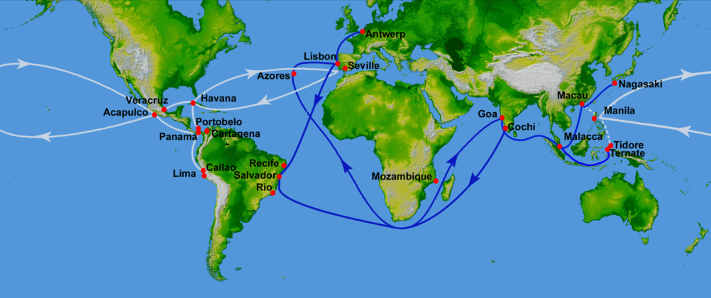 16th century Portuguese and Spanish trade routes