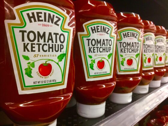 Bottles of Heinz ketchup