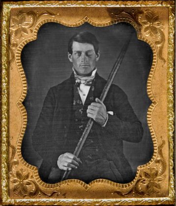 The Story of Phineas Gage Phineas Gage holding the iron rod that went through his skull