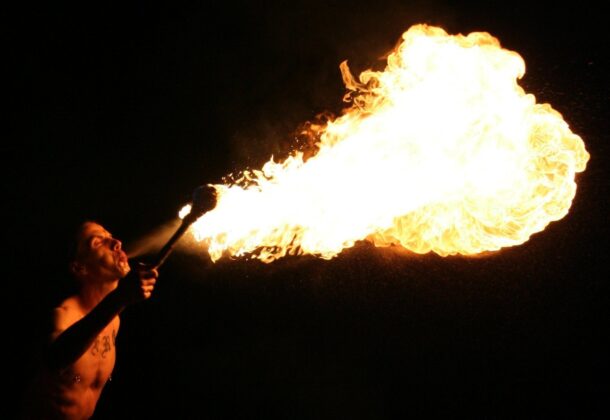 Fire Breathing A man breathing fire