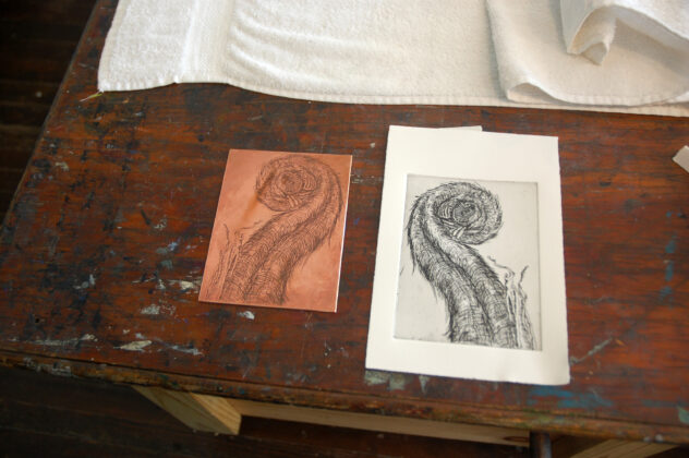 Intaglio Printing An intaglio plate and print
