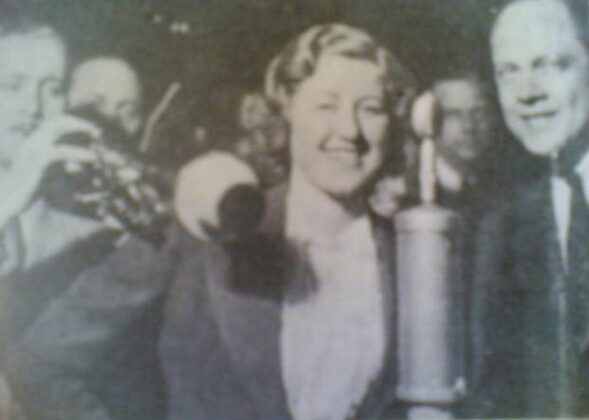 Charlie and His Orchestra Karl "Charlie" Schwedler (right), Trumpeter Charly Tabor (left), unknown vocalist (center)