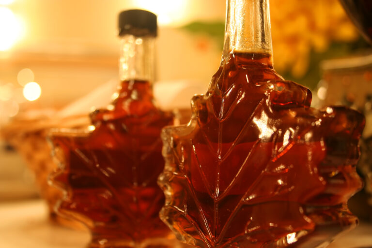 Bottles of maple syrup