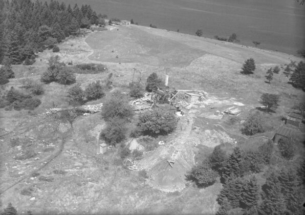 The Oak Island Mystery Digs and Buildings, Oak Island, Nova Scotia, Canada, August 1931