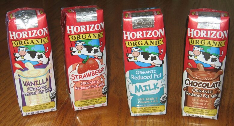 Single-serving boxes of milk