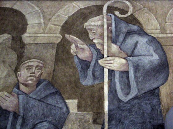 St. Benedict detail in fresco, St. Benedict's Abbey, Atchison, Kansas