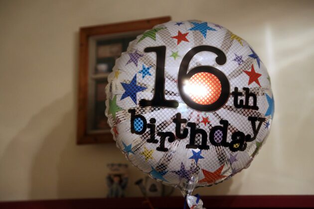 A 16th birthday balloon