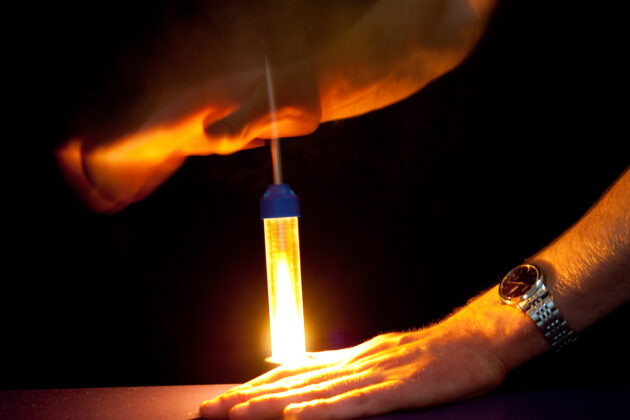 A fire piston in action